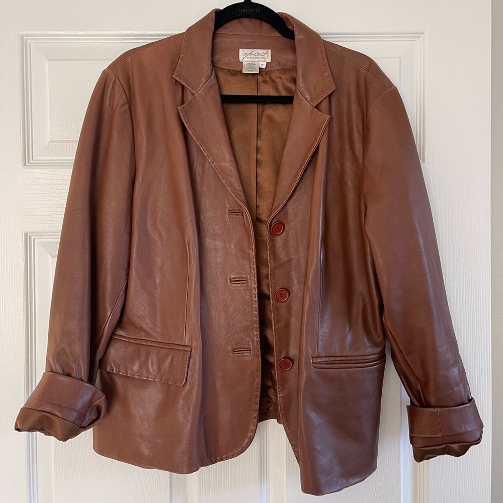 Brown leather blazer